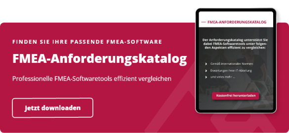 Tablett, auf dem die Vorteile des FMEA Anforderungskatalogs aufgeführt sind