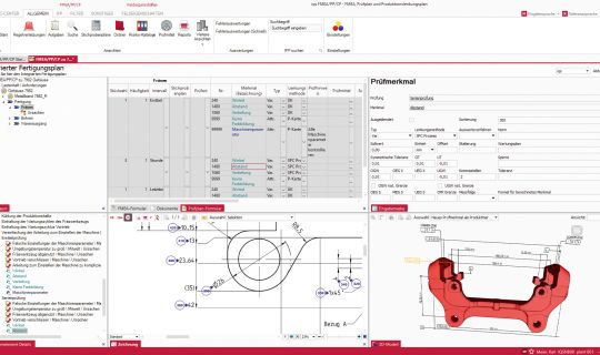 Softwarescreen Prüfmerkmal mit integrierte 2D-Zeichnung und 3D-PDF